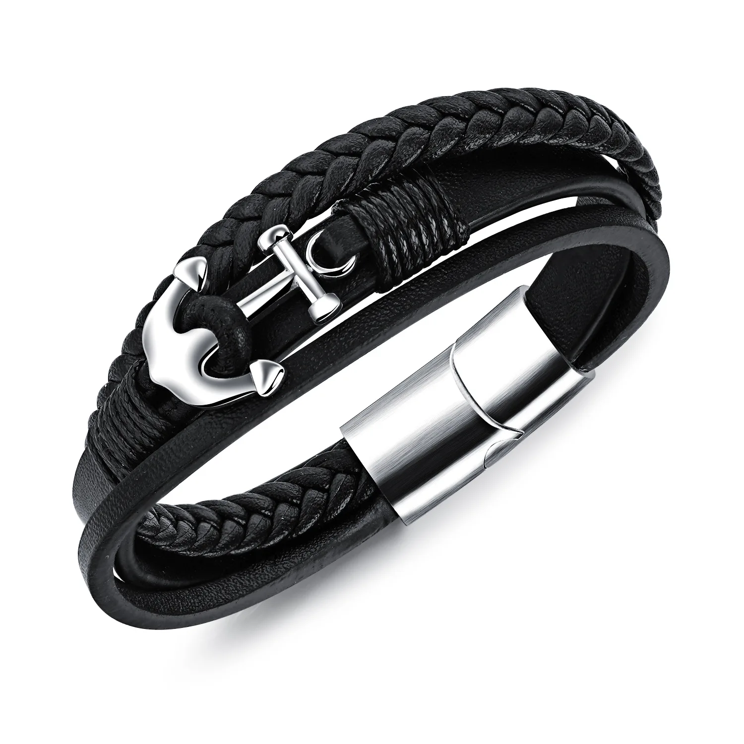 

European and American simple retro personalized leather bracelet rope punk style woven multi-layer bracelet, 8 colors