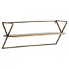 Rivet Modern Floating Wall Mounted Shelving Decor - 9 Inch Natural Wood and Gold metal shelf