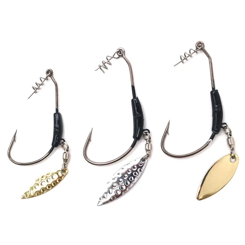 

2Pcs/bag Rotating Jig head Fishinghook 3g 4g Crank hook With fishing spoon Hook Sequins Metal Fishing Hook Jig Lure