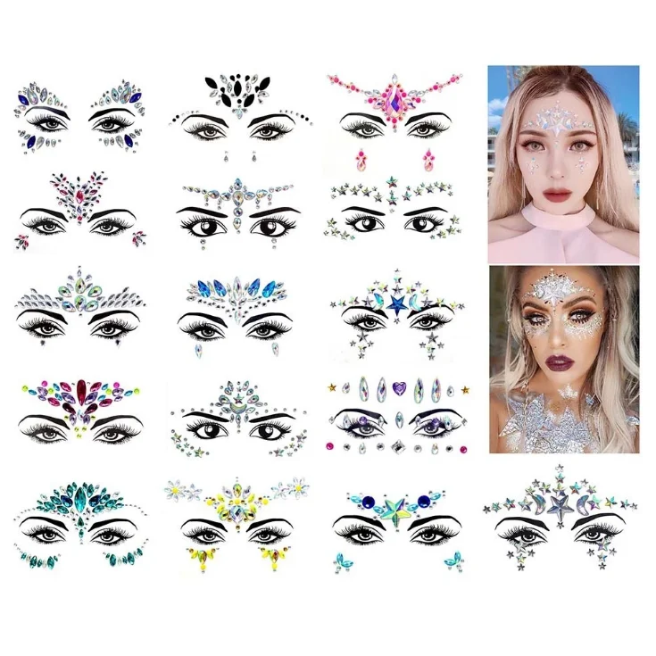 

Healthy Sticker Bling Face Jewels Eye Sticker Temporary Body Tattoo Rhinestone Sticker, Optional