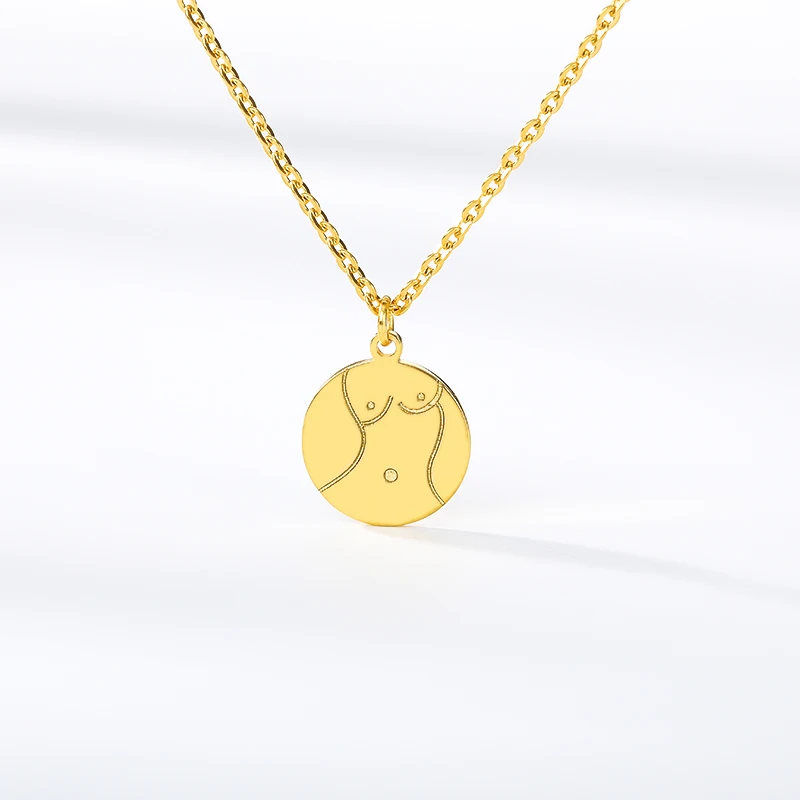 

Gold Jewelry Stainless Steel Coin Pendant Necklace Engraved Initial Necklace Minimalism Astrology Fashion Necklace, Gold / platinum / rose gold