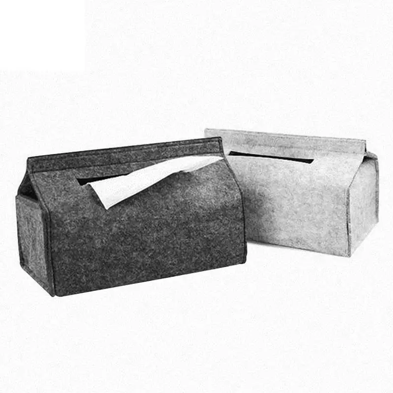 

Custom Car Household Office Decorate Tips Eco-friendly Felt Tissue Box, White,gray