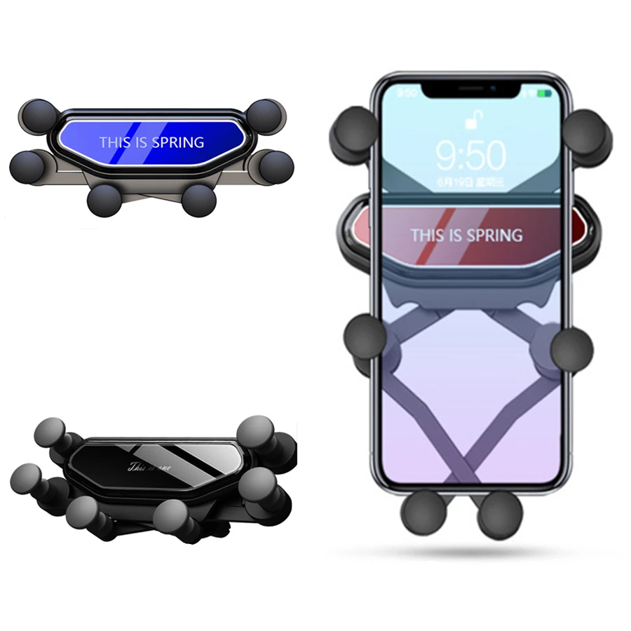 

2021 OEM custom logo Amazon topseller hands free metal gravity air vent car mobile phone holder, Black, red, blue