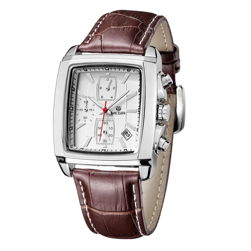 

Rectangle unique multifunction chronograph luminous casual wrist watches for men