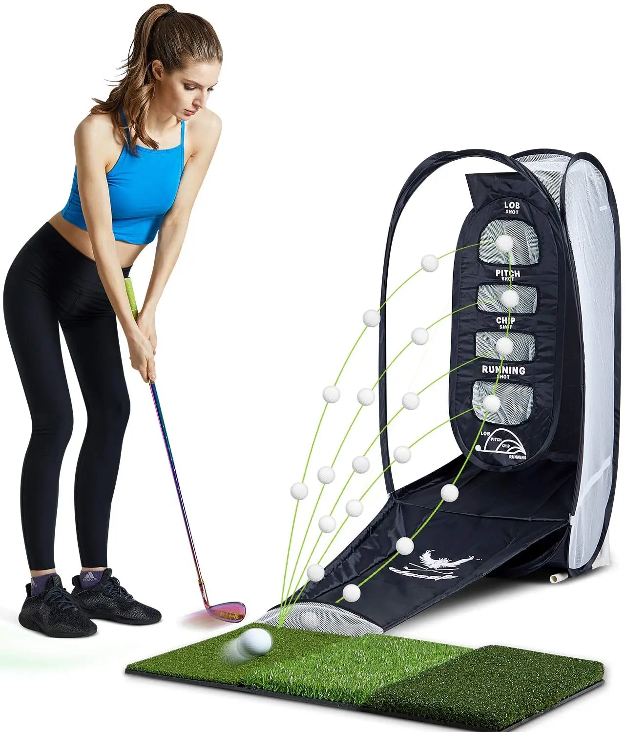 

Backyard Collapsible Golf Hitting Net Indoor Chipping Practice Target Training Aids, Black