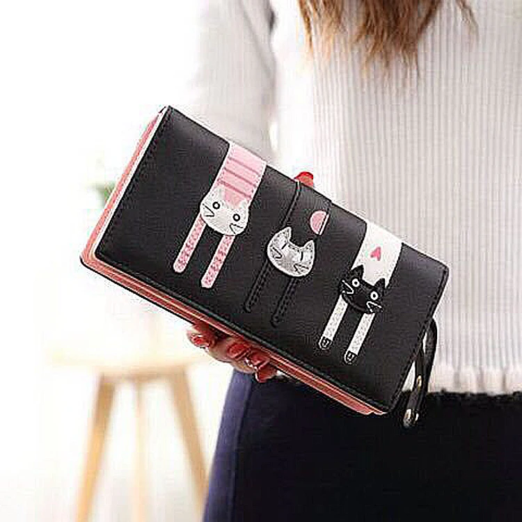 

China credit card long grey lady phone wallet custom minimalist women wallet, 5 colors