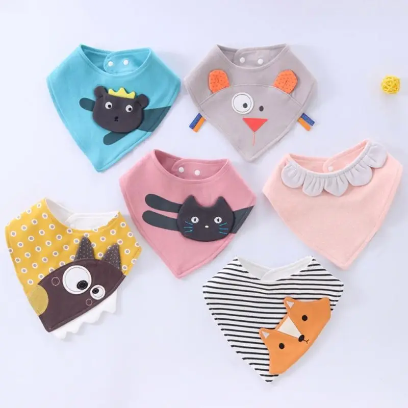 

Cartoon embroidered baby 100% cotton comfortable bibs infant bandana bib for newborn, Color