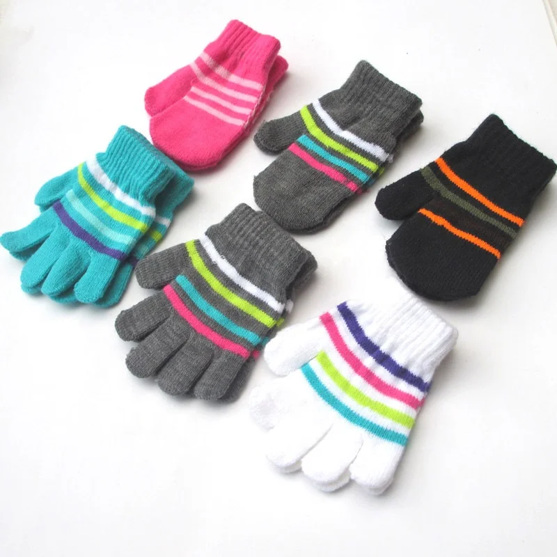 

Low-cost children's knitted warm baby gloves stripe magic winter warm gloves