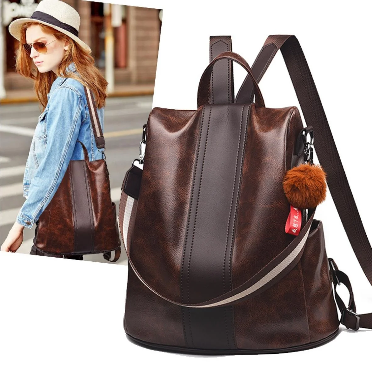 

Factory Wholesale Women Backpack Ladies Rucksack Waterproof PU School bags Anti-theft Daypack Shoulder Bags, Coffee/black/khaki ( any color is available)