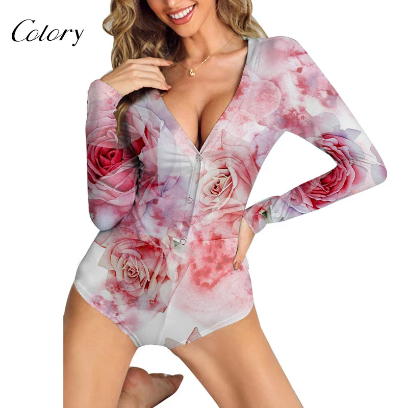 

Colory Pajama Sleepwear Sets Long Pants Designer Plus Size Onesie, Picture shows