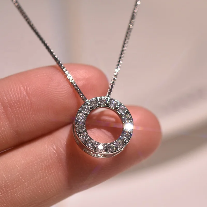 

Fashion Elegant Rhinestone Round Pendants Necklace For Women Minimalism Choker Necklace Jewelry Gift