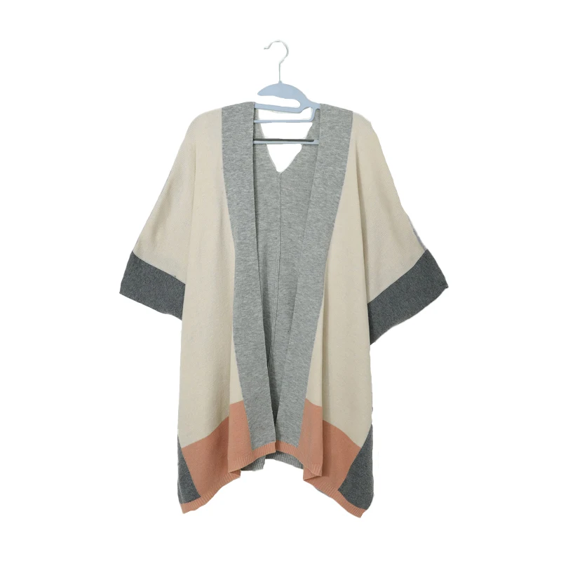 

New Style Three-color Splicing Loose Asymmetrical Cardigan a reversible cardigan for women