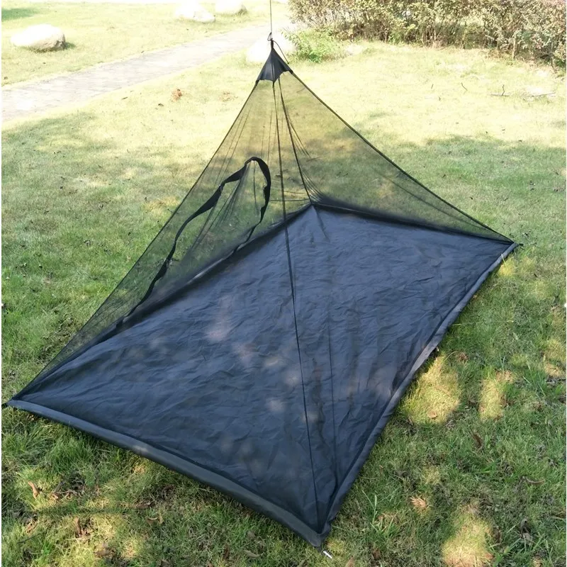 

Outdoor Ultralight Summer Mesh Tent Camping Triangle Anti-mosquito Anti-insect Net Zipper Door Fishing Hiking Tent 220*120*100cm, Green,black