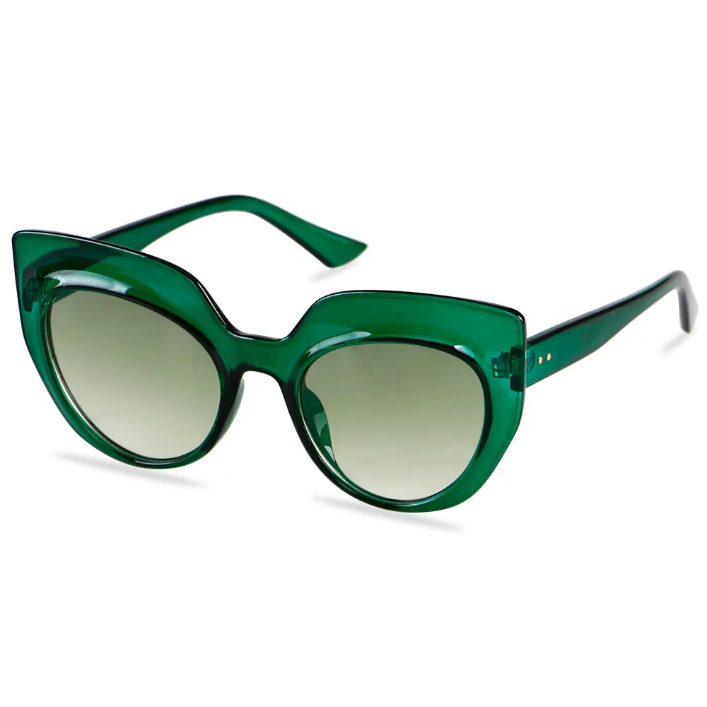 

Uv400 Protected Lens Fashionable Green Ladies Shades Cat Eye Sunglasses 2021 Sun Glasses Woman