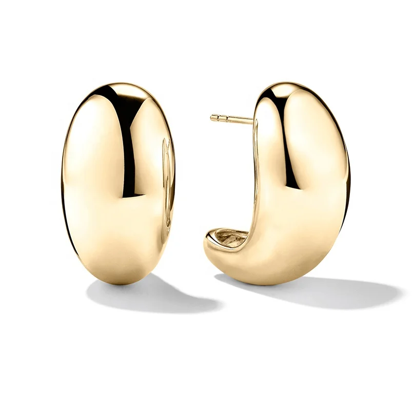 

Gemnel statement party jewelry vintage chunky mega dome hoop brass earrings for women