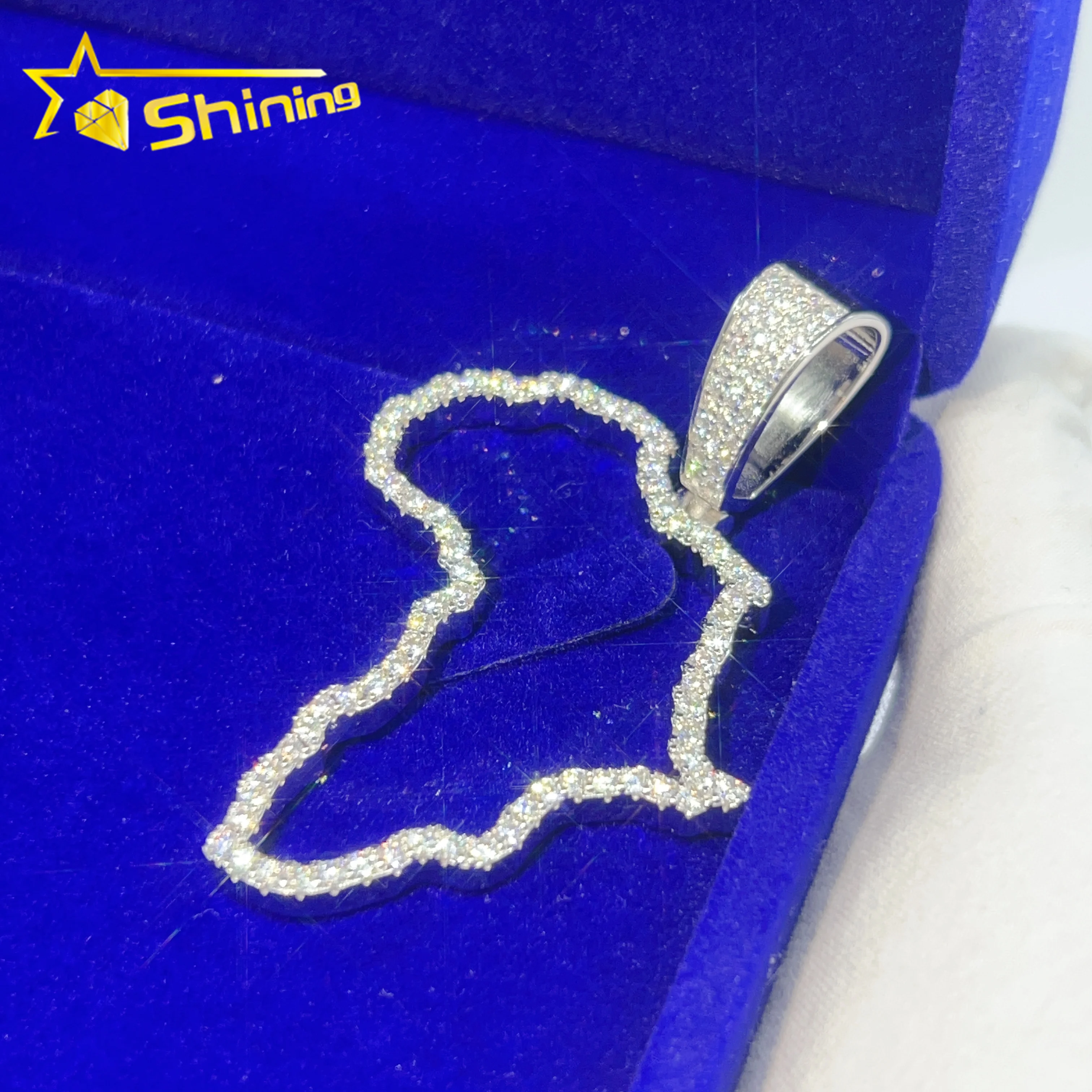 

Pass diamond tester s925 sterling silver micro pave vvs moissanite diamond shining jewelry hip hop iced out pendant