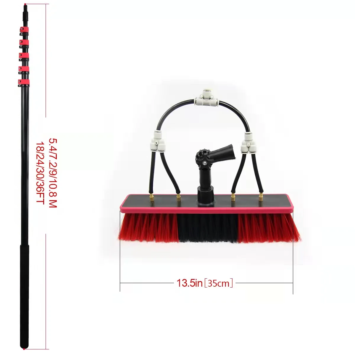 Zhenda Factory 9M Standard Manual Version Retractable Aluminum Pole Solar Panel Cleaning Brush with Water Fed Pole