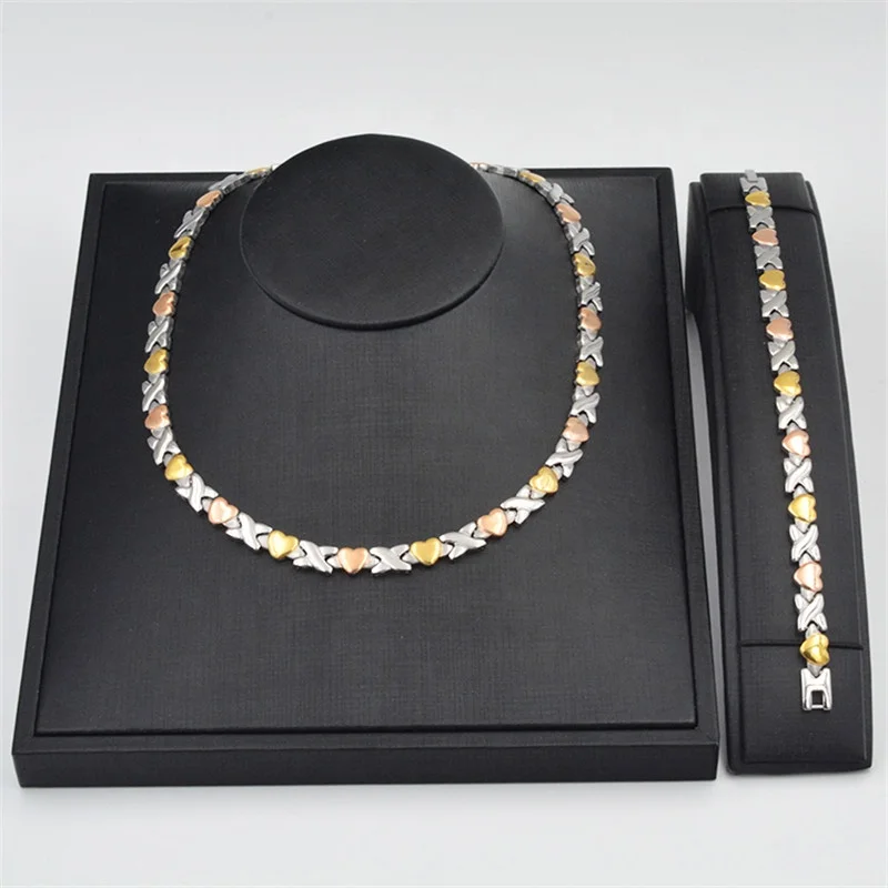 

24k Gold Plating Stainless Steel African Jewelry Sets Necklace Bracelets Sets for Women