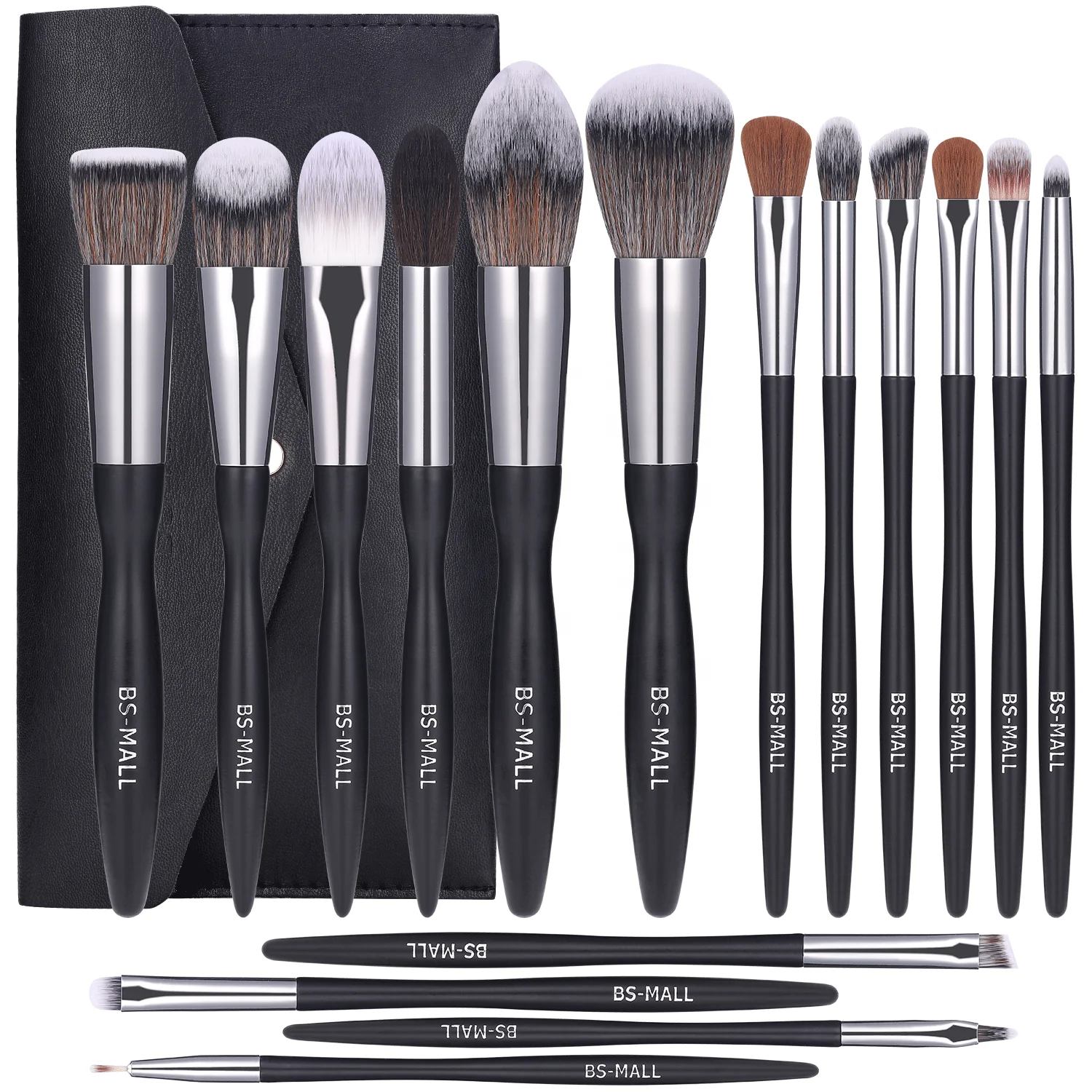 

Best Seller Make Up Brush Set Professional Wholesale Black Professional 16pcs Private Label Makeup Brush Set with Bag