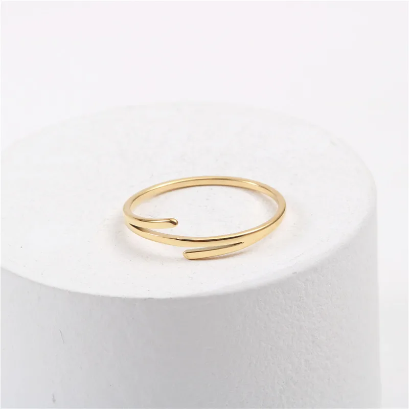 High End 18K PVD Gold Plated Dainty Stainless Steel Rings for Women Trendy Jewelry