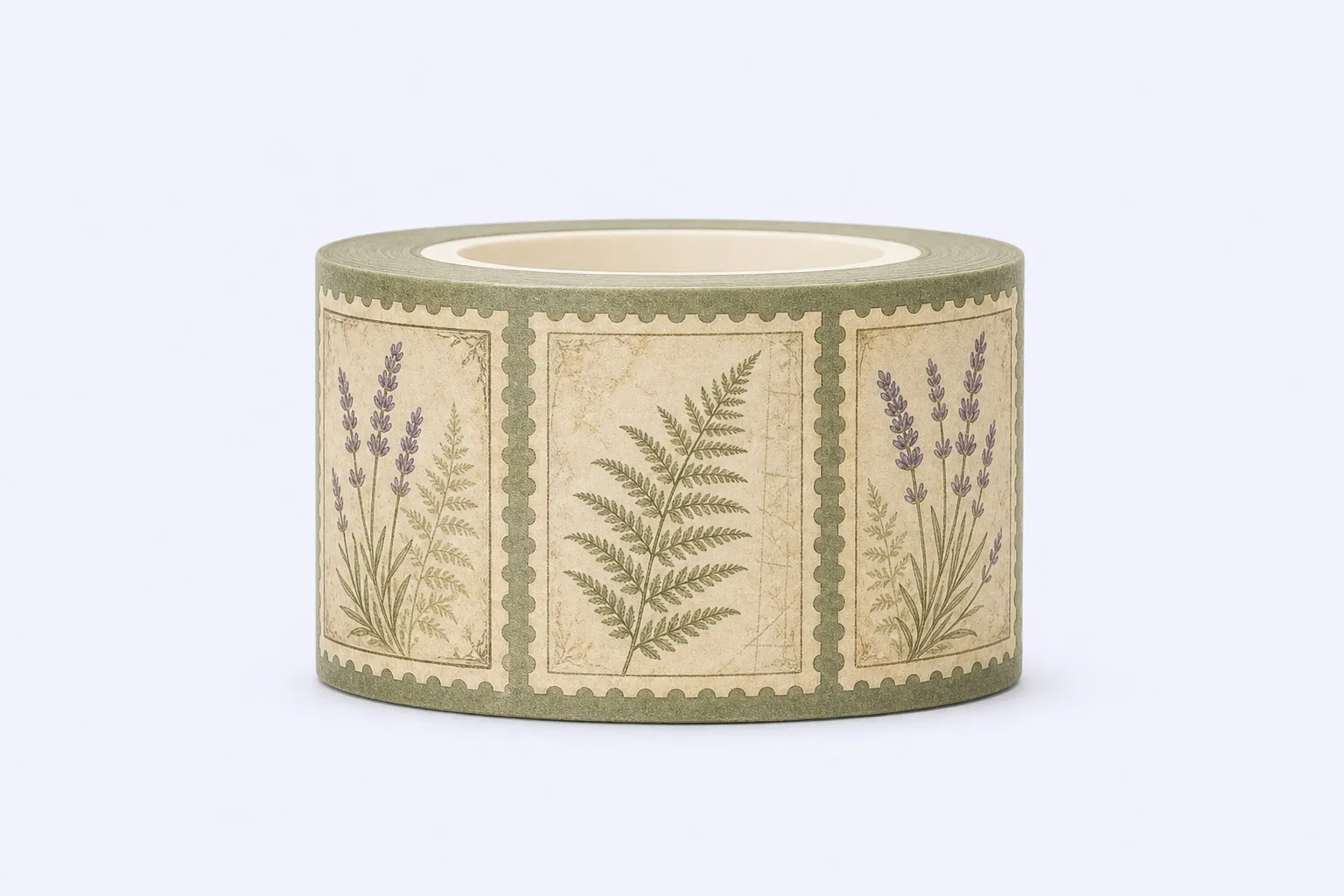 Antique postage stamp lavender & fern pattern washi tape