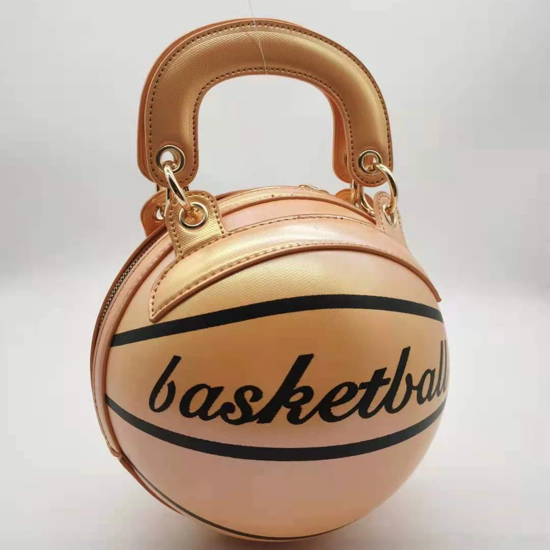 

Basketball purse handbag shoulder round ladies hand bag basketball purses and handbags large size metallic color hot sale style, 4 color option