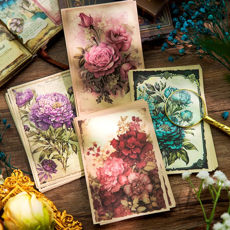 

32 Pieces/Pack Material Paper Flower Room Parade Series Vintage Flower Hand Account DIY Material Decoration Base 4 Models