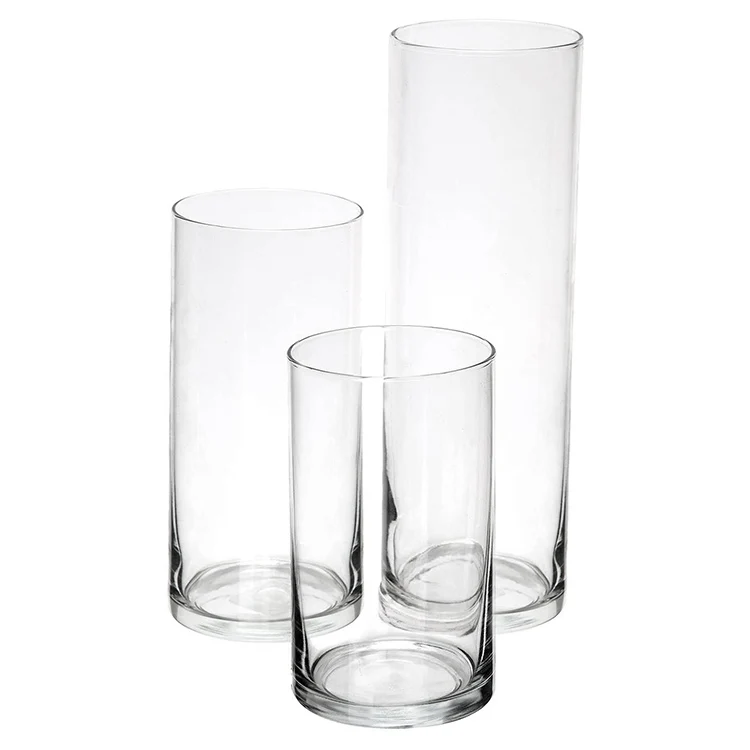 

Factory Direct Transparent Cylinder Shape Wedding Glass Vases Wholesale