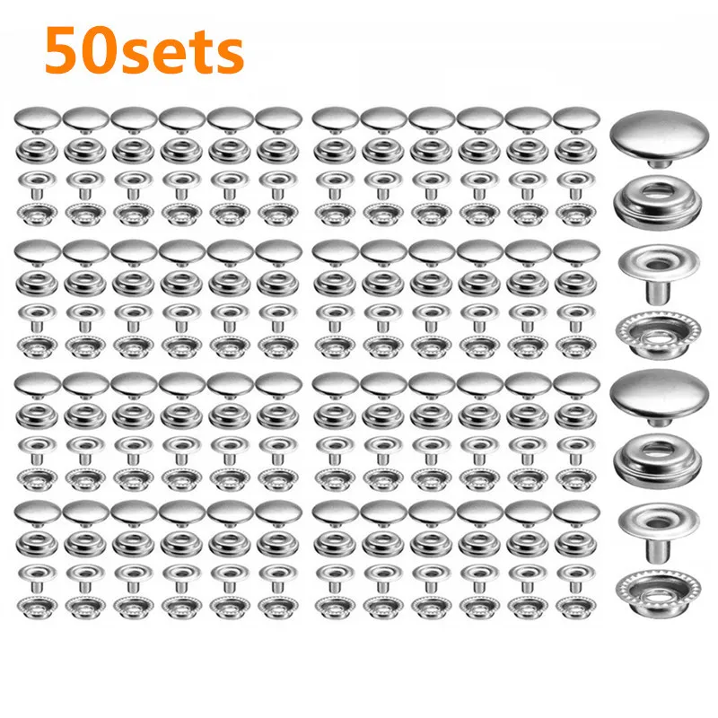 

50 sets of stainless steel snap button,snap buckle, snap fastener