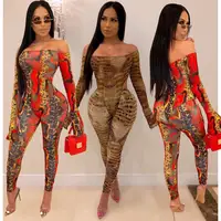 

CC1201 casual pants and snakeskin bodysuit two piece set women clothing