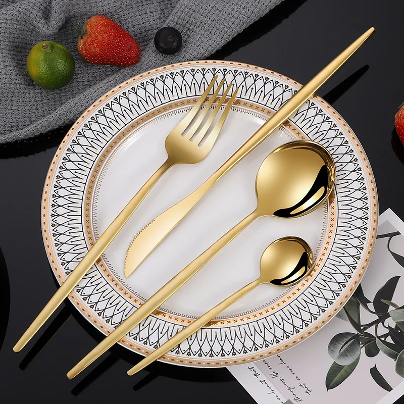 

bulk cutlery set titanium gold plating table flatware gifts for guests, Sliver / gold / rose gold/ rainbow / black