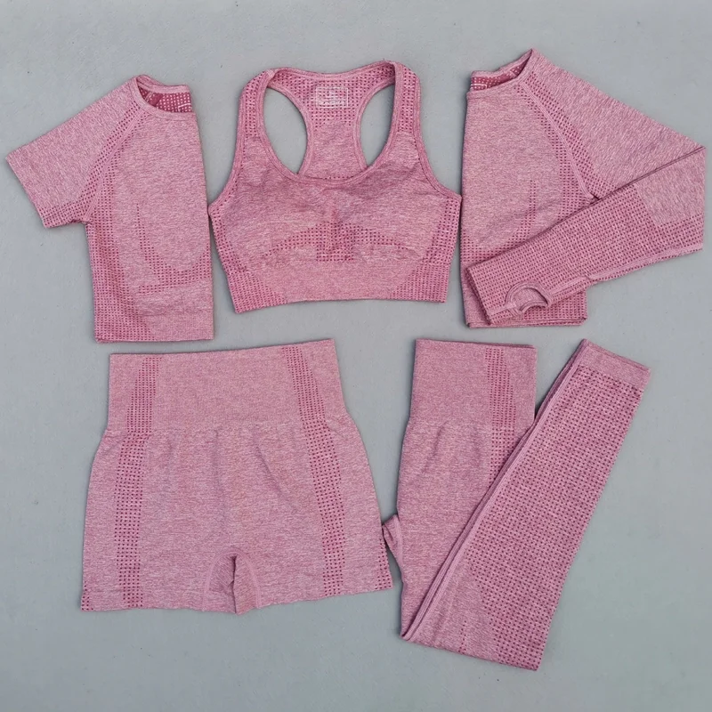 

2021 Hot Sale Seamless Yoga Suit 2 Piece Sports Shirts Crop Top Leggings Sport Set Fitness Tracksuit Workout Set