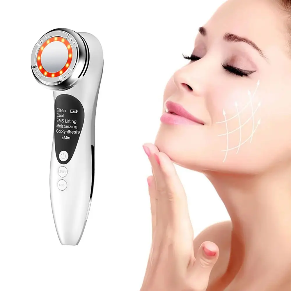 

Private Label Portable EMS Ultrasonic Ionic Led Lights Photon Beauty Device USB Rechargeable Hot and cool skin care device