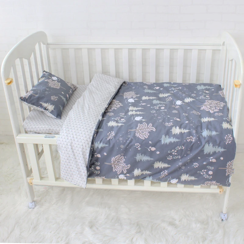 3pcs 100 Organic Cotton Children Cot Bed Linen Bumpers Quilt Pillow