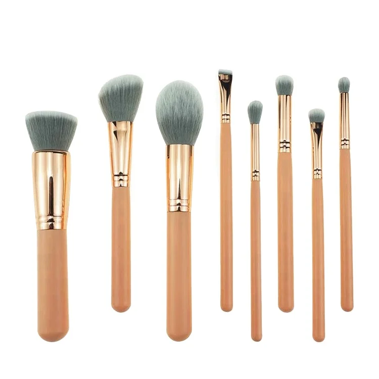 

Tool Set Cosmetic Powder Eye Shadow Foundation 8 pcs Makeup Brushes Custom Logo Private Label, Rose gold