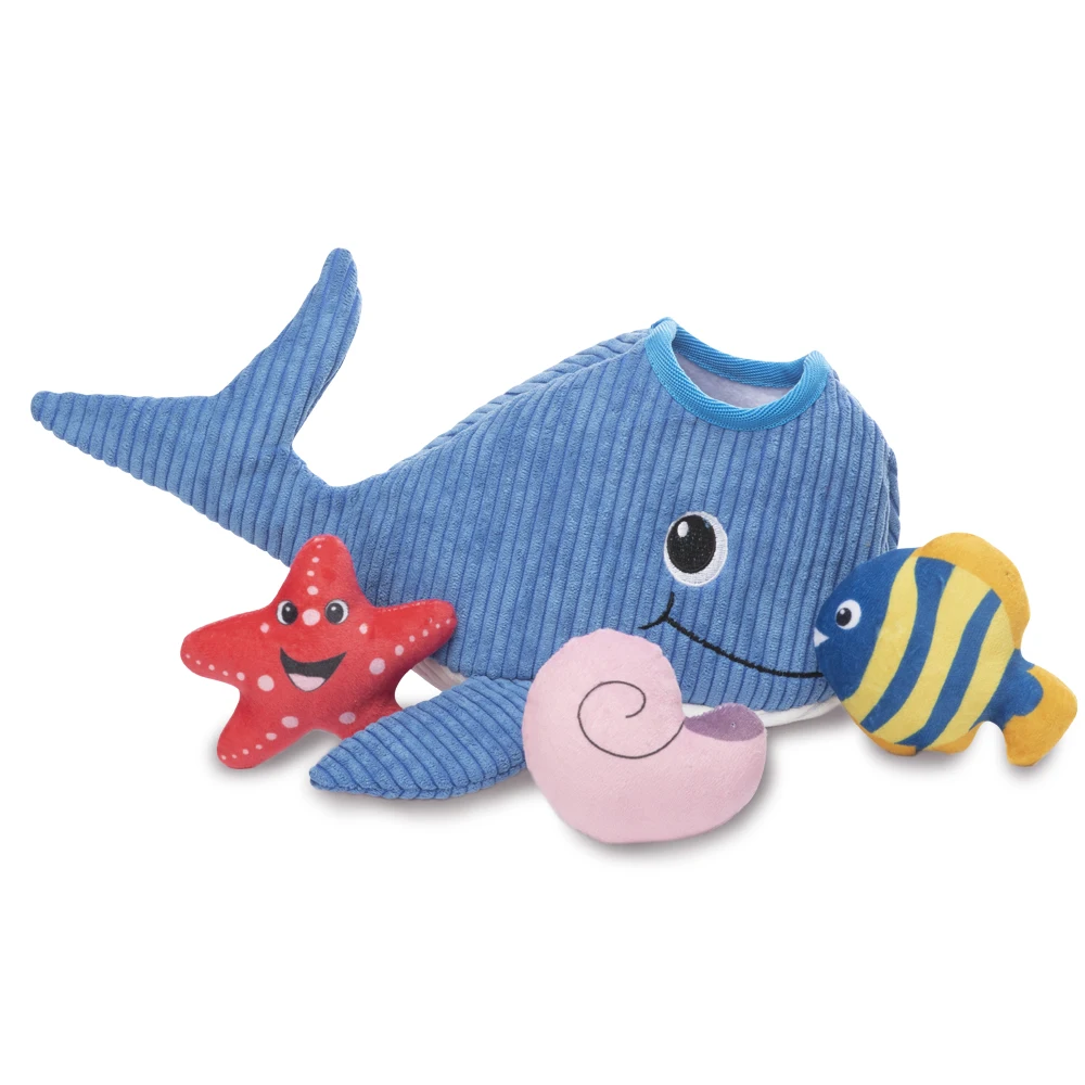 OEM ODM Custom Eco-Friendly Stuffed Hide and Seek Dog Toy Shark Plush Pet Toy