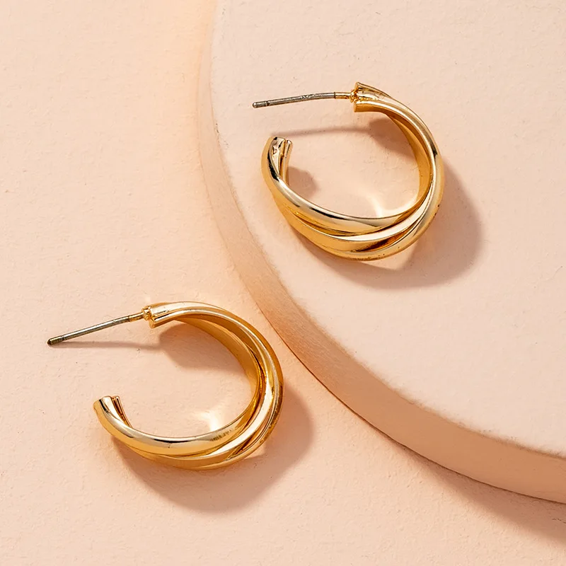 

Best Trendy Gold Plated Twisted Multi Layers Circle Earrings Beads Pearl Open Hoop Earrings