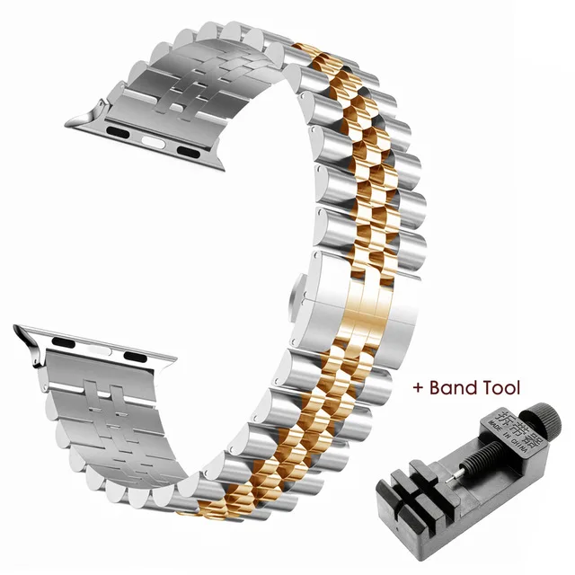 

New five beads Stainless Steel Replacement Strap Bracelet for Apple Watch 44mm band iwatch 5 40mm smart watch loop 42mm 38mm