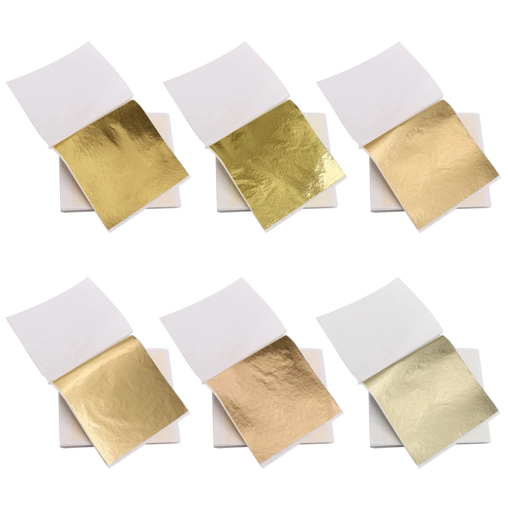 

8 X 8.5 cm 6 Colors Imitation Gold Leaf Decorating Wall Art Crafts Home Furniture Gilding Gold Leaf Taiwan Gold Leaf Foil Sheets