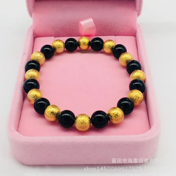 

Agate Transfer Bead BraceletGold Plated Sand Surface Bead Bracelet Exquisite Jewelry Gold Ladies Jewelry