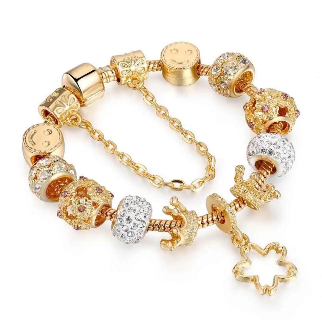 

Luxury Crystal Heart Charm Bracelets&Bangles Gold Bracelets For Women Jewellery Pulseira Feminina Bracelet, Gold, rose gold,
