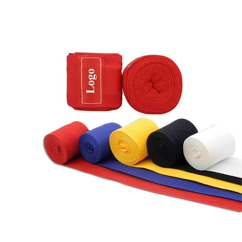 

Custom Logo Protection 2.5M Elastic Cotton Boxing Hand Wraps Wrist Bandage, White, blue, red, black, etc.