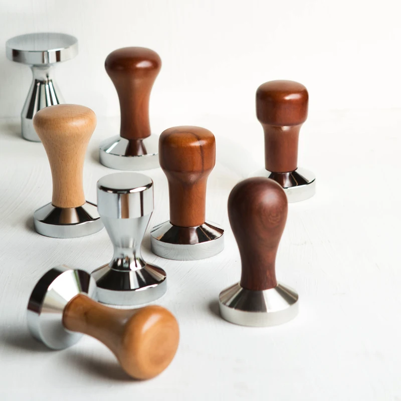 

Wholesale coffee accessories specialty espresso wooden coffee tamper for sale, Sliver