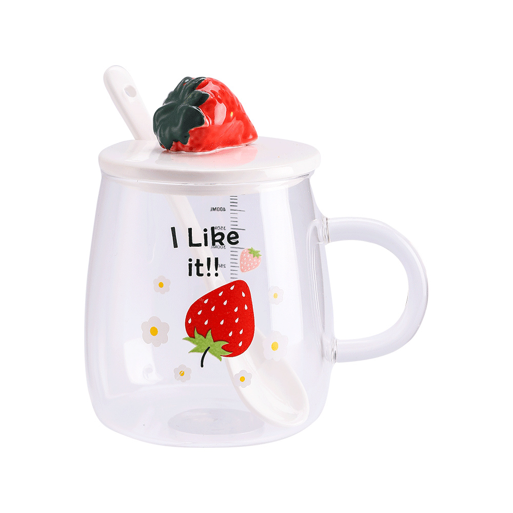 

New Product Clear Glass Cup Coffee Mug With Lid With Handle