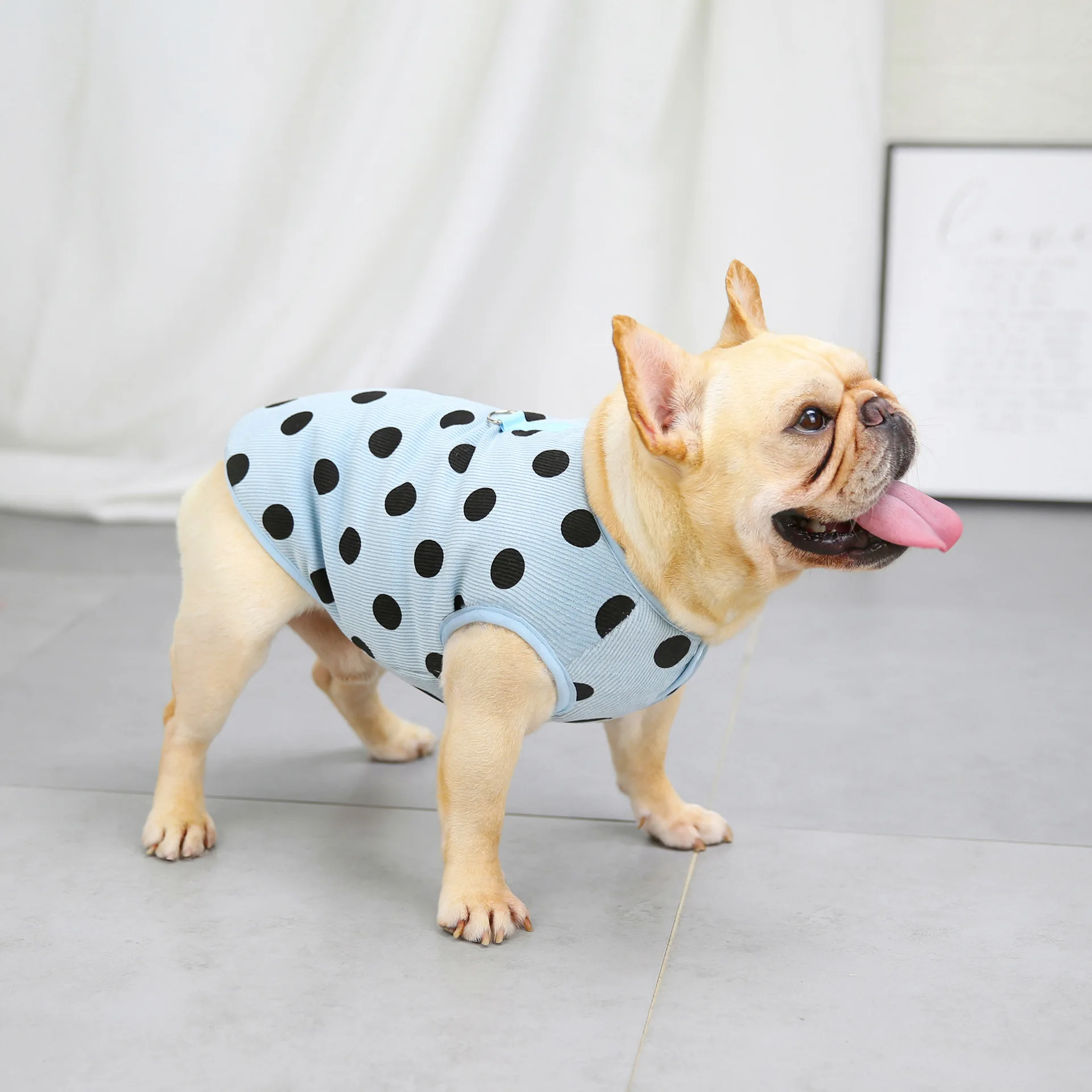 

Custom Wholesale Pet Apparel Warm Dog Clothes Winter Polka Dot Dog Cotton Vest