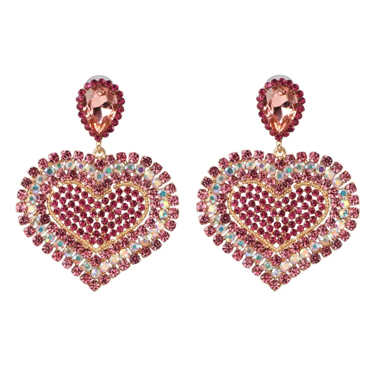 

Creative Jane Eyre heart-shaped earrings pendant with color diamond studs