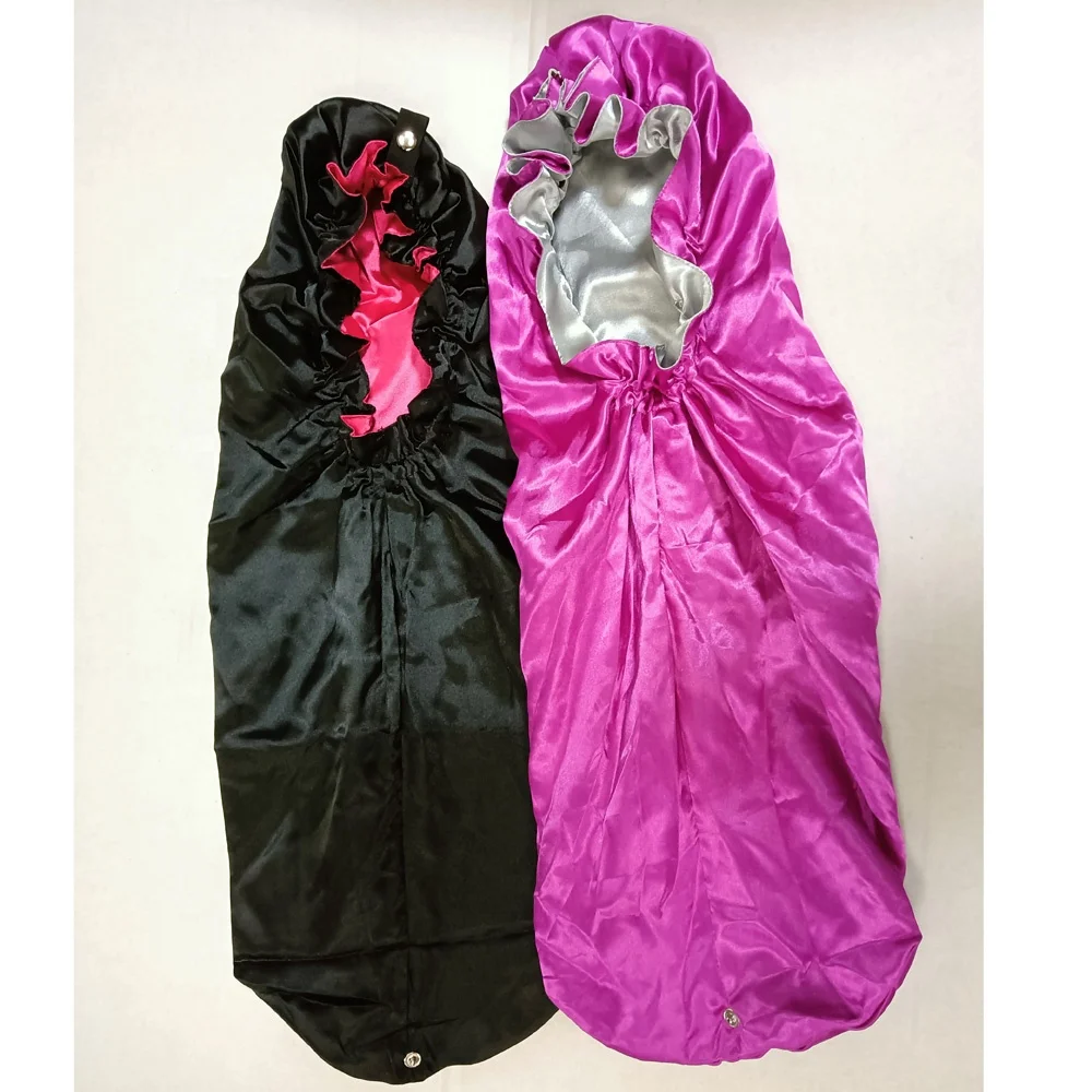 

High Quality Double Layers Sleeping Night Caps with Extra Long Slap Clasped Satin Bonnets, Customize