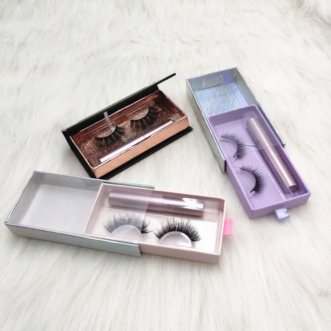 

New Trend Natural Private Labels soft Band 3d Fluffy Synthetic Full Strip Faux Mink Lashes