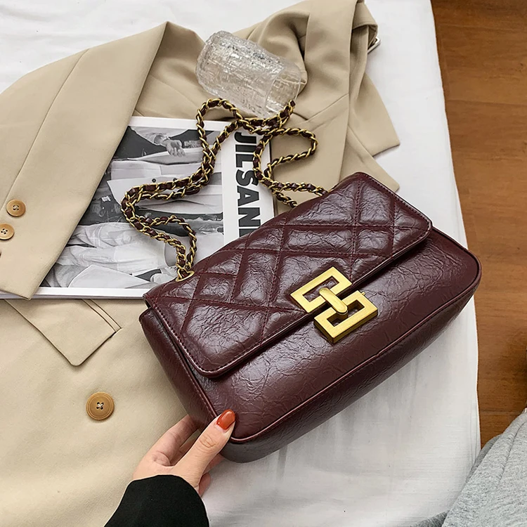 

2020 luxury thread designer women bags vintage leather shoulder crossbody bag, Purplish red,brown,black,green
