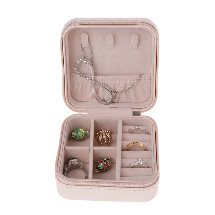 

2020 retail Jewelry box single layer PU pink Jewelry box, Black/white/pink/orange